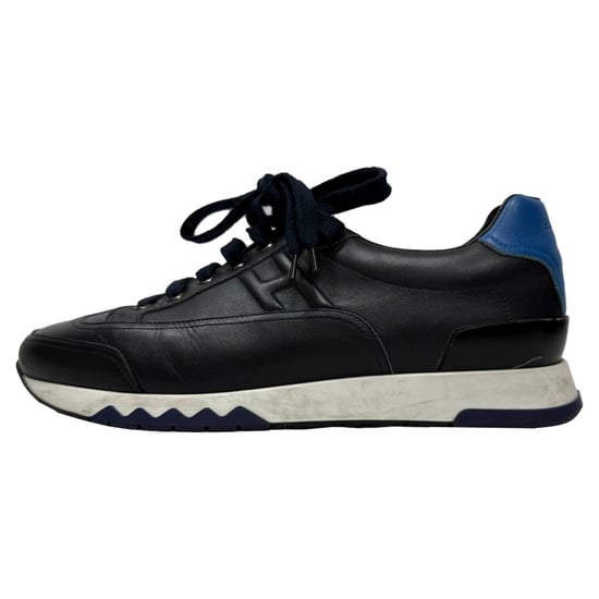 Hermès Trail Lace Up Sneakers in Navy Blue Leather - Image 4