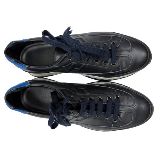 Hermès Trail Lace Up Sneakers in Navy Blue Leather - Image 5