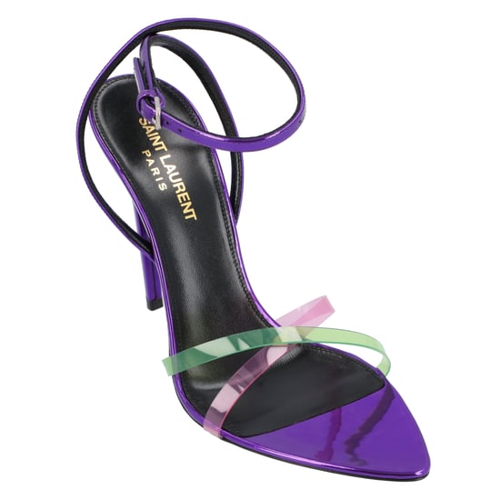 Saint Laurent Gippy Patent Leather And Plexi Sandals Purple - Image 1