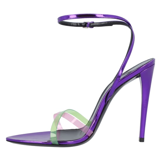 Saint Laurent Gippy Patent Leather And Plexi Sandals Purple - Image 2
