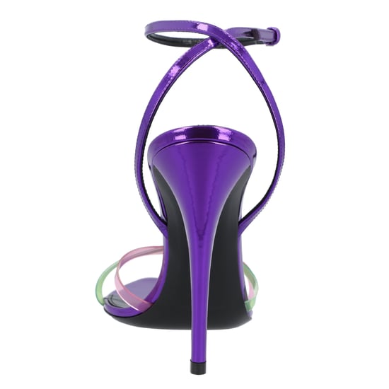 Saint Laurent Gippy Patent Leather And Plexi Sandals Purple - Image 3