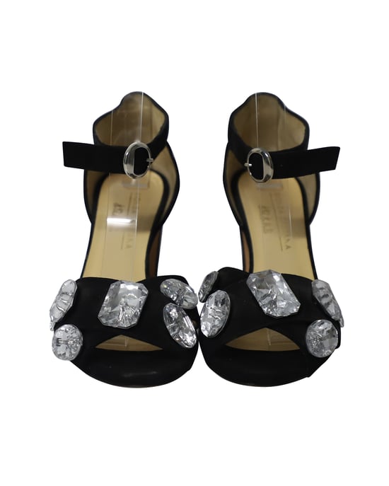 Bionda Castana Crystal-Embellished Maggie Sandals in Black Suede - Image 2