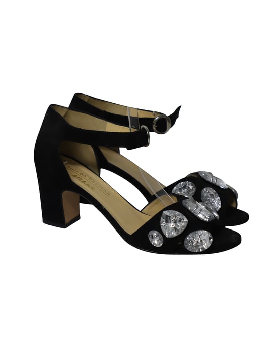 Bionda Castana Crystal-Embellished Maggie Sandals in Black Suede - Image 3
