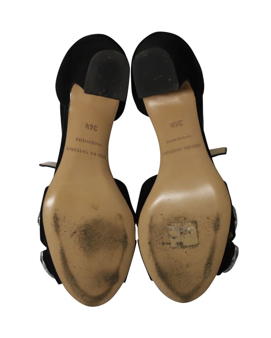 Bionda Castana Crystal-Embellished Maggie Sandals in Black Suede - Image 5