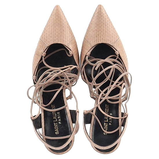 Saint Laurent Paris Skinny Snakeskin-Embossed Pumps in Beige Leather - Image 3