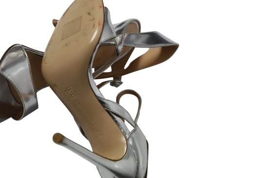 Gianvito Rossi Ankle Strap Sandals in Silver Leather - Image 6