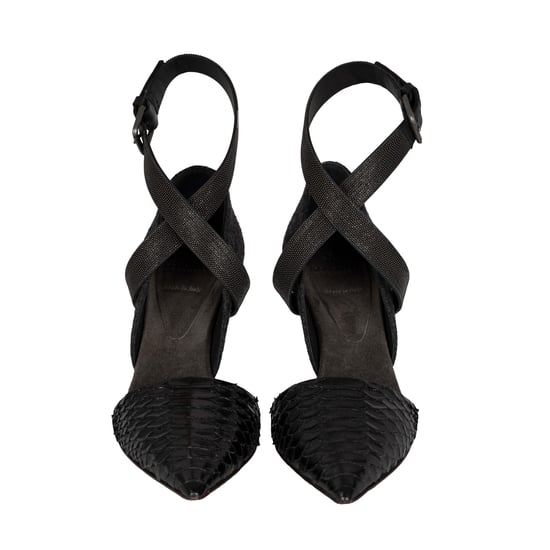 Brunello Cucinelli Monili Pumps i pytonfärgat läder med pärldetaljer och ankelrem – 10-tal - Image 2
