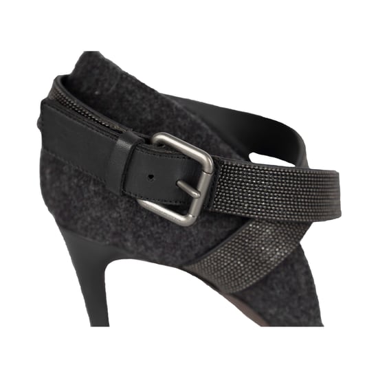 Brunello Cucinelli Monili Pumps i pytonfärgat läder med pärldetaljer och ankelrem – 10-tal - Image 5