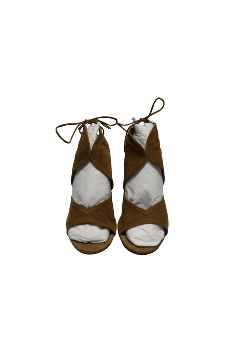 Aquazzura Cut Out Sandals in Brown Suede - Image 3