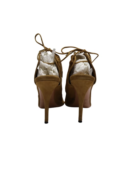 Aquazzura Cut Out Sandals in Brown Suede - Image 4