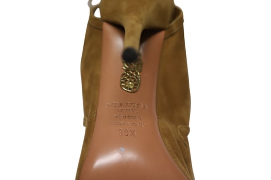 Aquazzura Cut Out Sandals in Brown Suede - Image 5