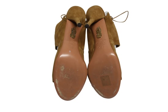 Aquazzura Cut Out Sandals in Brown Suede - Image 6