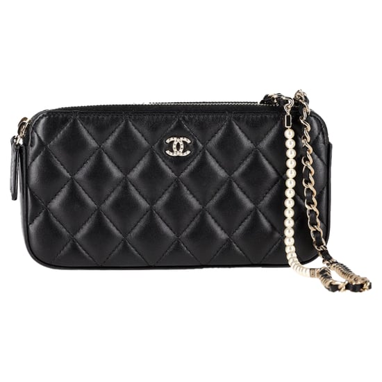 Chanel Double Zip Wallet on Chain in Black Quilted Leather - Image 1