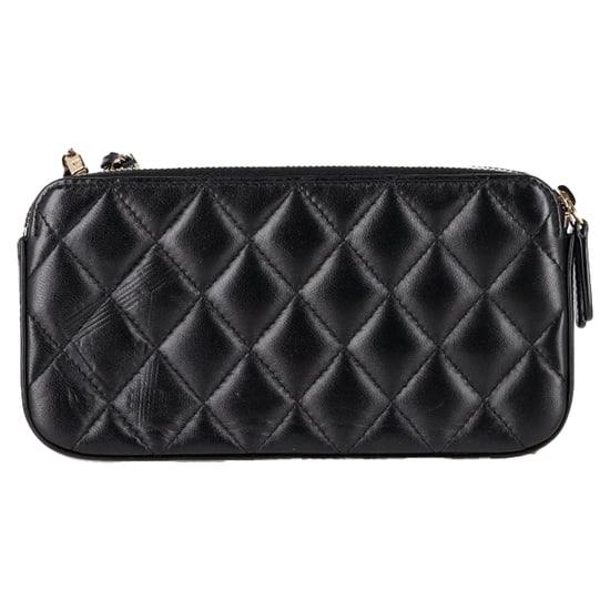 Chanel Double Zip Wallet on Chain in Black Quilted Leather - Image 3