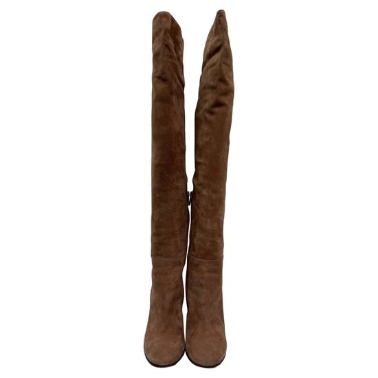 Gianvito Rossi Block-Heel Knee-High Boots in Brown Suede - Image 3