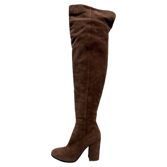 Gianvito Rossi Block-Heel Knee-High Boots in Brown Suede - Image 5