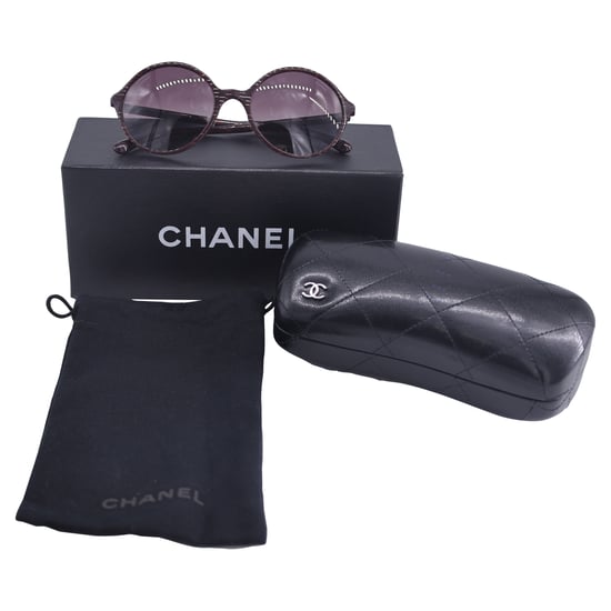Chanel CH5391H Round Sunglasses with Pearl in Red Acetate - Image 4