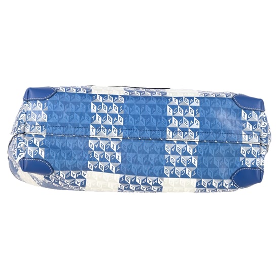 Anya Hindmarch I Am A Plastic Bag Small Leather-Trimmed Printed Tote in Blue Coated-Canvas - Image 4