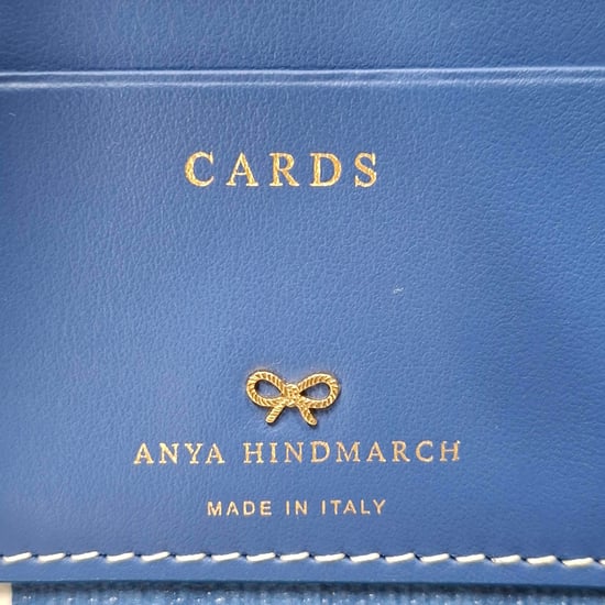 Anya Hindmarch I Am A Plastic Bag Small Leather-Trimmed Printed Tote in Blue Coated-Canvas - Image 5