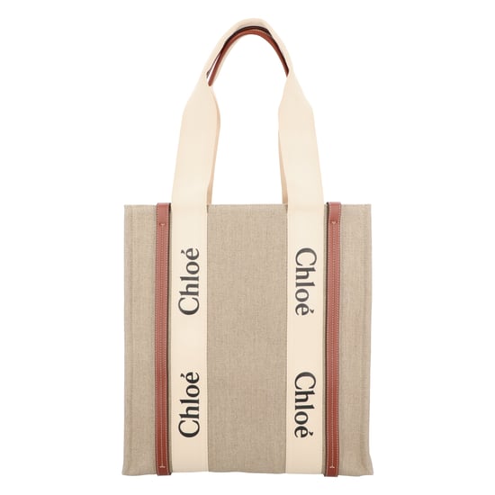 Woody tote bag in linen & leather - Image 3