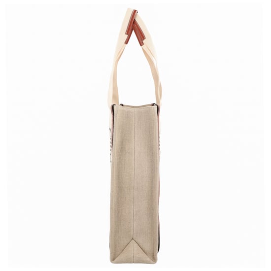 Woody tote bag in linen & leather - Image 4