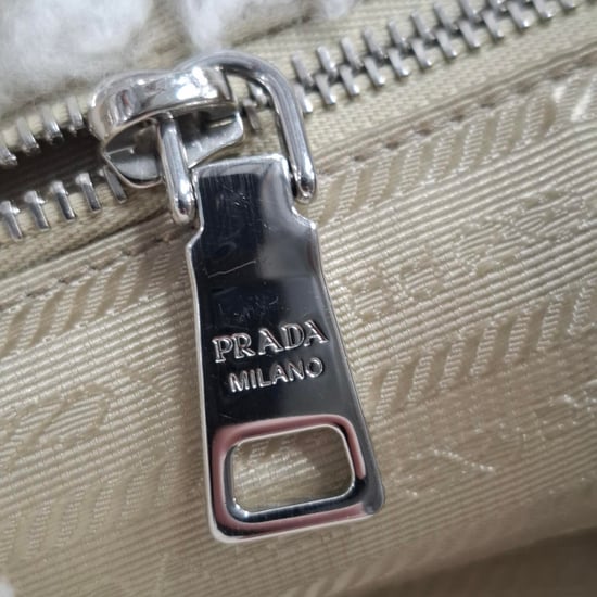 Prada Logo Plaque Shear Handbag in White Cashmere - Image 6