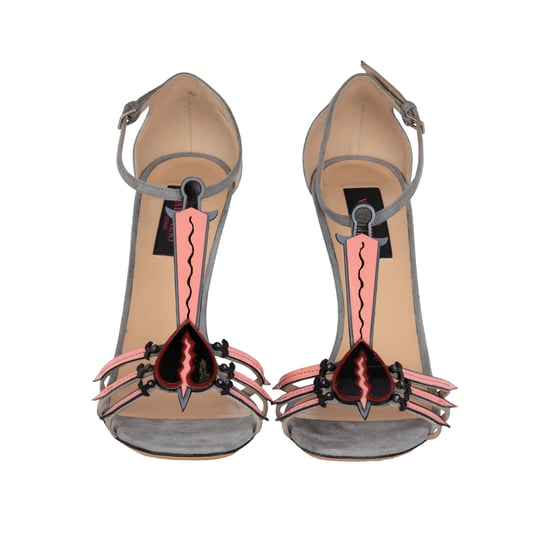 Valentino Love Blade T-band Sandalen In Grijs Suède - '10s - Image 2