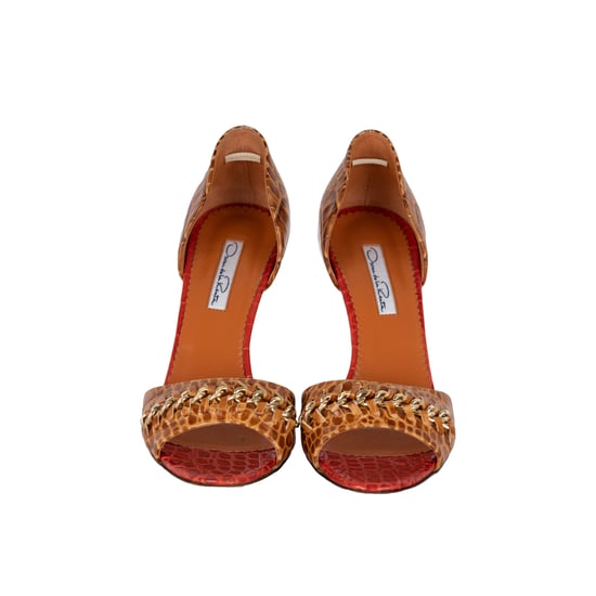 Oscar de la Renta Alligator Geëmbossede Leren Kettingband D'orsay Pumps - '10s - Image 2