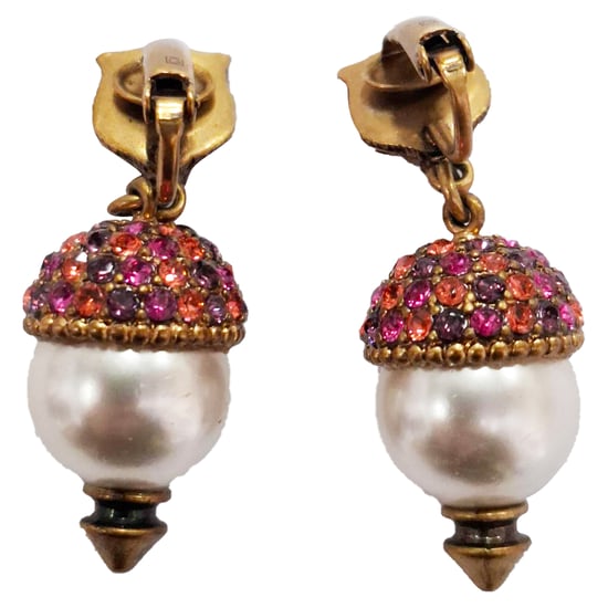 Gucci Faux Pearl Tiger Earrings in Multicolor Crystal - Image 2
