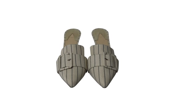 Altuzarra Izy 90 Striped Mules in Cream Cotton - Image 2