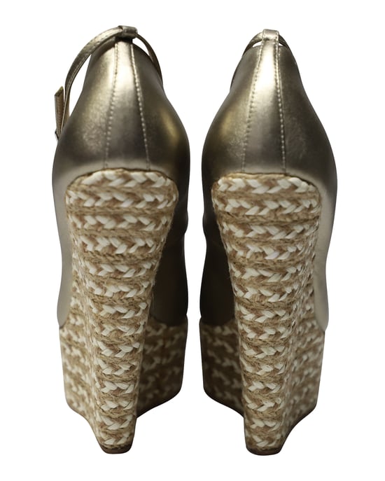 Giuseppe Zanotti Cumber 105 Wedge in Gold Leather - Image 6