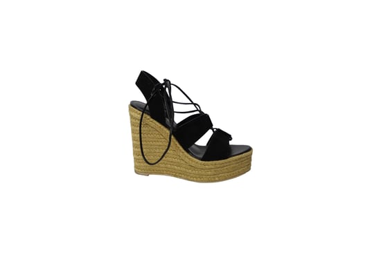Saint Laurent Espadrille Platform Wedges in Black Suede - Image 1