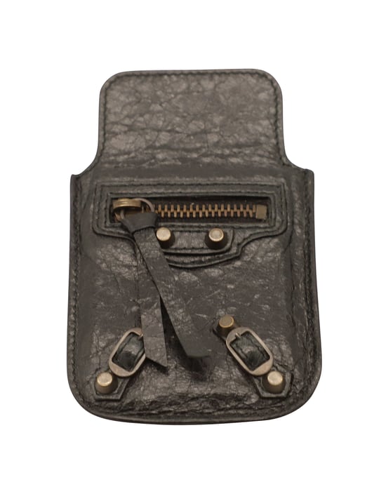 Balenciaga Telefoonhoesje in Zwart Leer - Image 1
