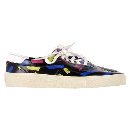 Saint Laurent Printed Low Top Snekaers in Black Leather - Image 1