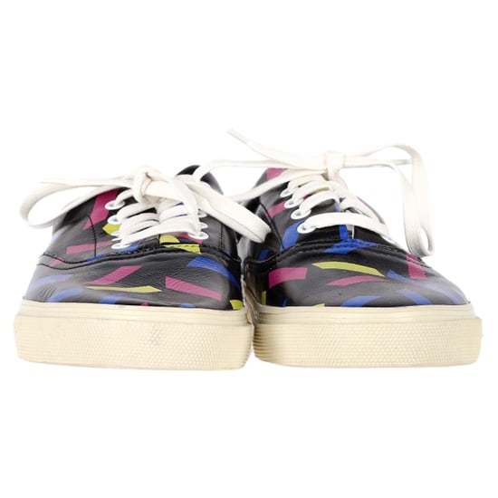 Saint Laurent Printed Low Top Snekaers in Black Leather - Image 2