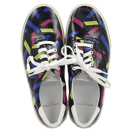 Saint Laurent Printed Low Top Snekaers in Black Leather - Image 3