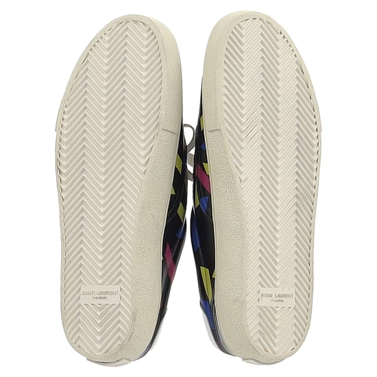 Saint Laurent Printed Low Top Snekaers in Black Leather - Image 6