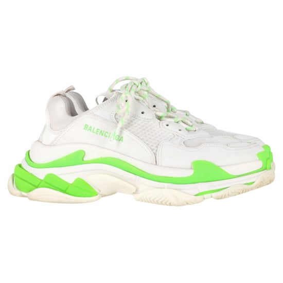 Balenciaga Triple S Sneakers in White and Neon Green Polyester - Image 1