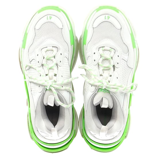 Balenciaga Triple S Sneakers in White and Neon Green Polyester - Image 3
