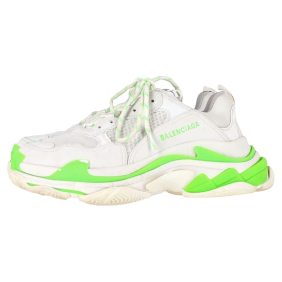 Balenciaga Triple S Sneakers in White and Neon Green Polyester - Image 4