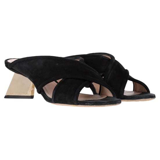 Nicholas Kirkwood Cross-Strap Mules in Black Suede - Image 4