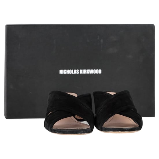 Nicholas Kirkwood Cross-Strap Mules in Black Suede - Image 6