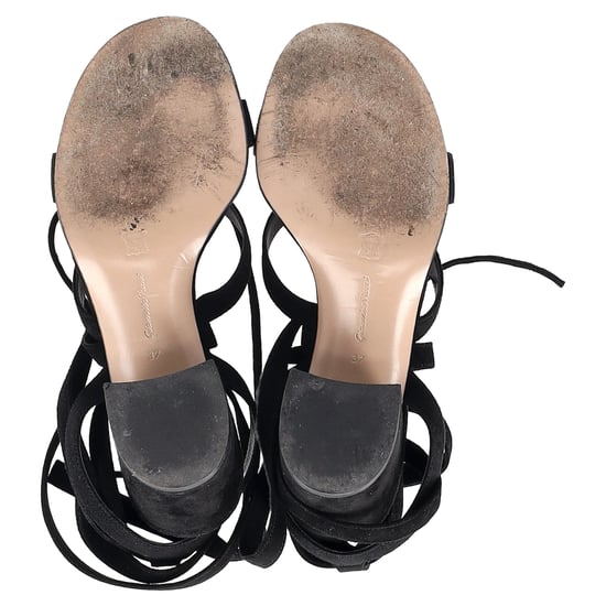 Gianvito Rossi Wrap Sandal Heels in Black Suede - Image 5