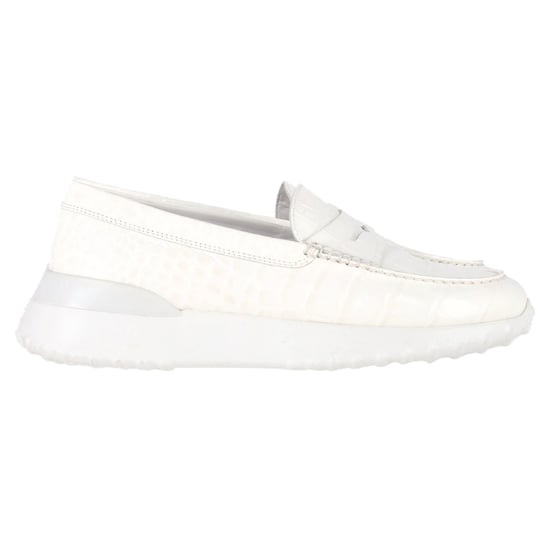 Tod's x Alber Elbaz Croc-Embossed Loafers in White Leather - Image 1