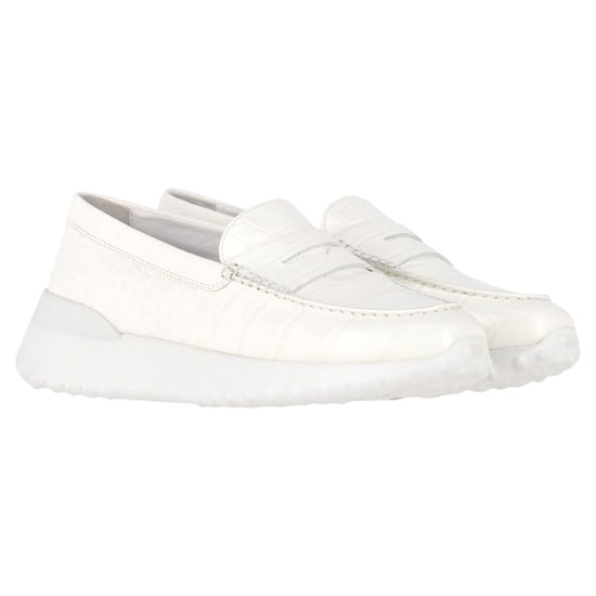 Tod's x Alber Elbaz Croc-Embossed Loafers in White Leather - Image 4