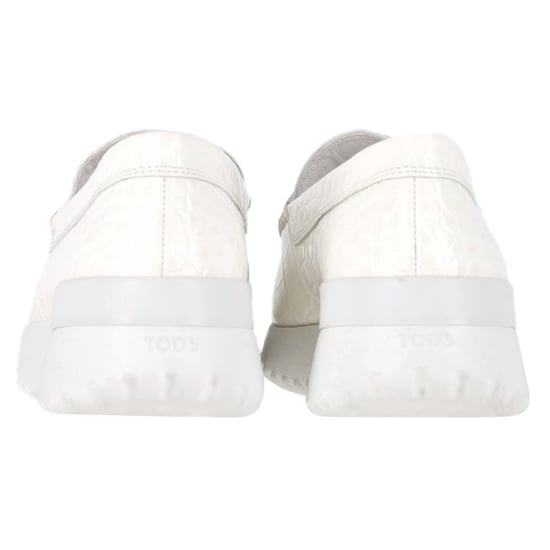 Tod's x Alber Elbaz Croc-Embossed Loafers in White Leather - Image 5