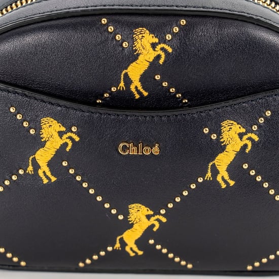 Chloé belt bag in navy leather with embroidered horses - Image 1