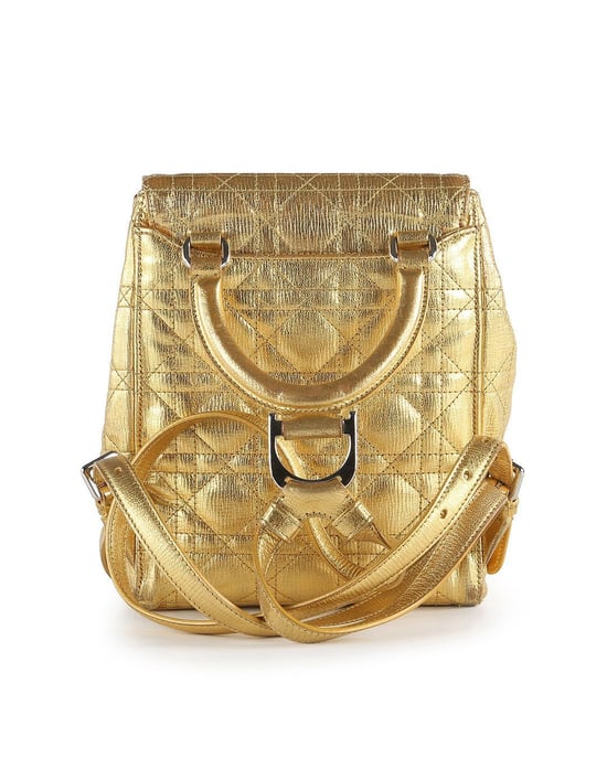 Dior Stardust Gold Leather Cannage Backpack - Image 2