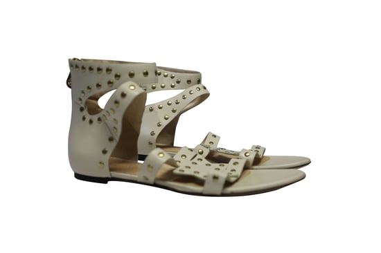 Charlotte Olympia Studded Star Sandals in White Calfskin Leather - Image 3