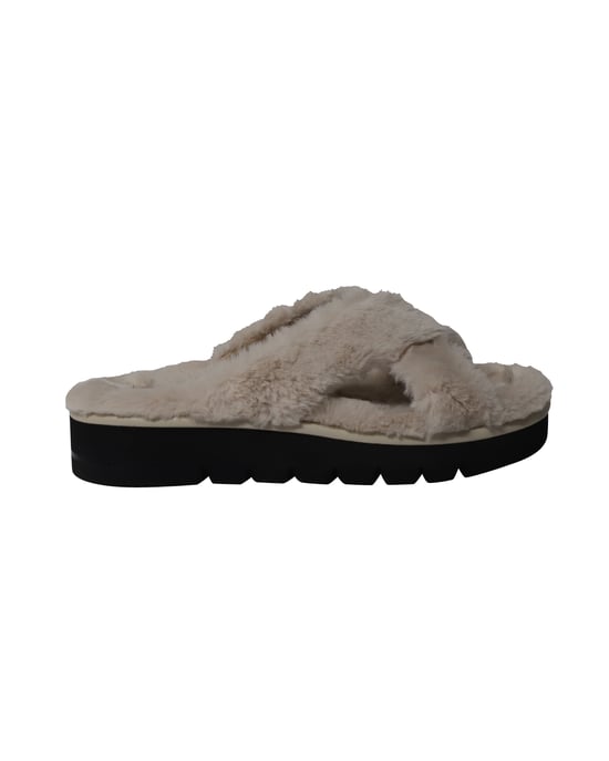 Stuart Weitzman Roza Lift Slides Sandalen in Crème Nepp Console - Image 1